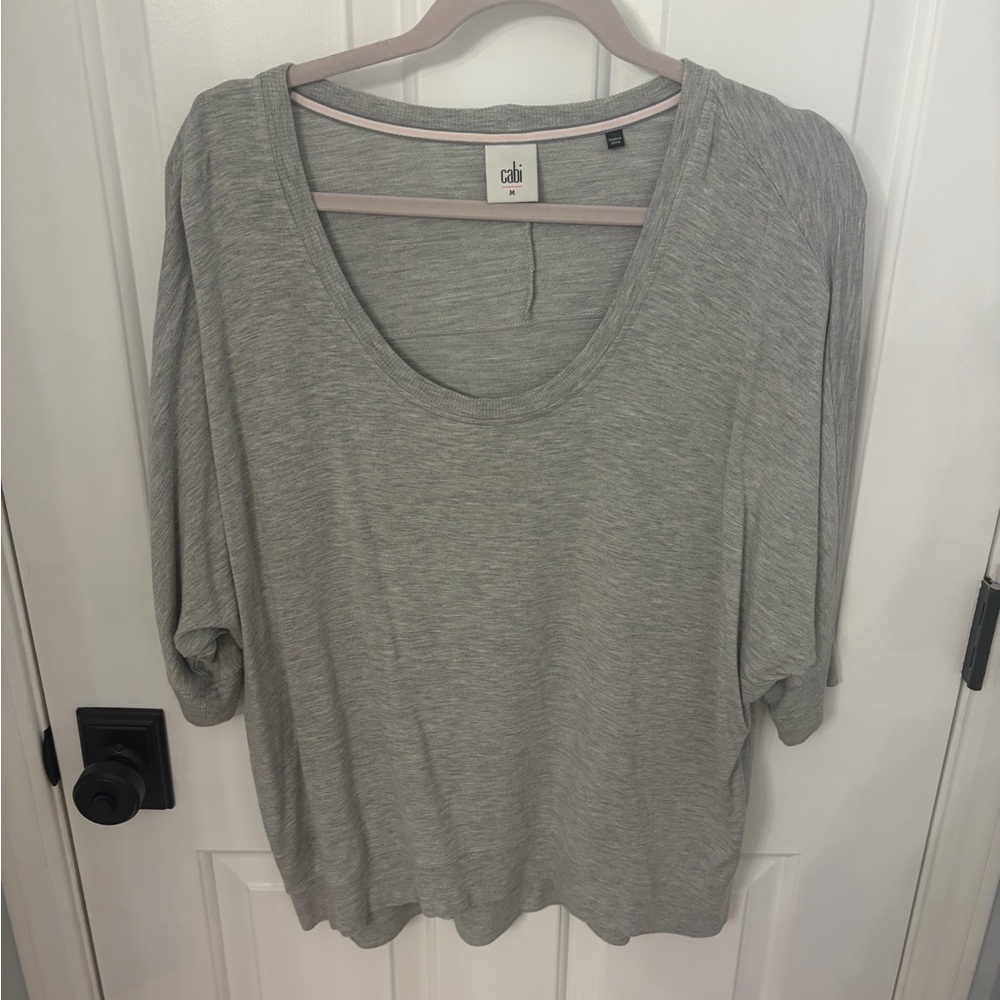 CAbi Light Gray Short Sleeve Top